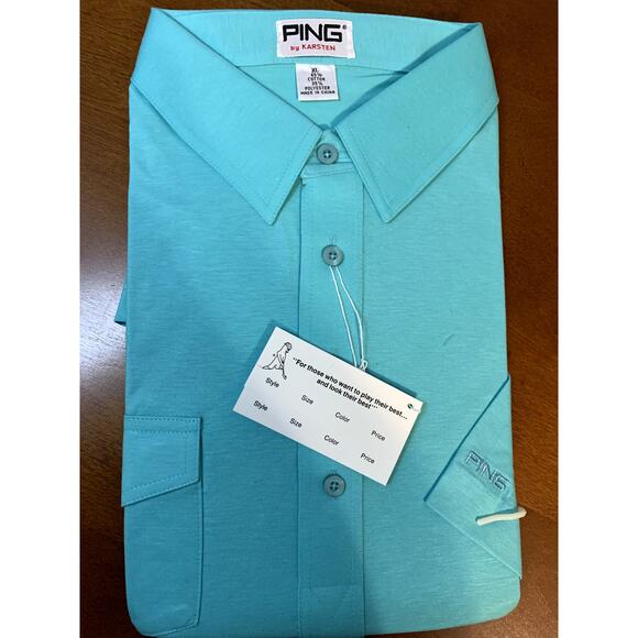 Ping by Karsten Vintage Teal 4-Button Polo Size XL New with Tags in Bag - Picture 4 of 5